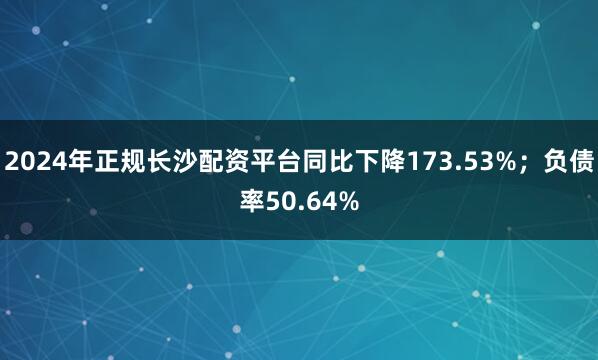 2024年正规长沙配资平台同比下降173.53%；负债率50.64%